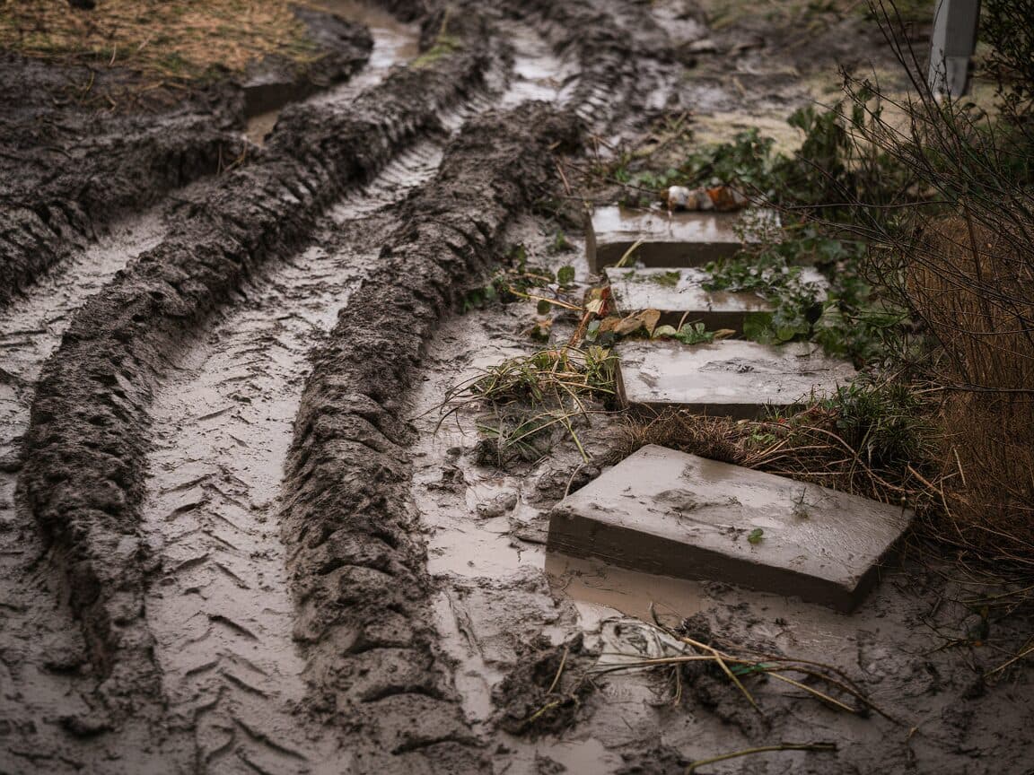 Before: Muddy Side Yard to Clean Path